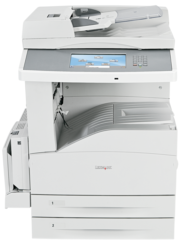 Lexmark X864de 4 - Multifunction printer - B/W - laser - A3/Ledger (297 x 432 mm) (original) - A3/Ledger (media) - up to 55 ppm (copy) - up to 55 ppm (print) - 1100 leaves - 33.6 Kbps - USB 2.0, Gigabit LAN, USB host