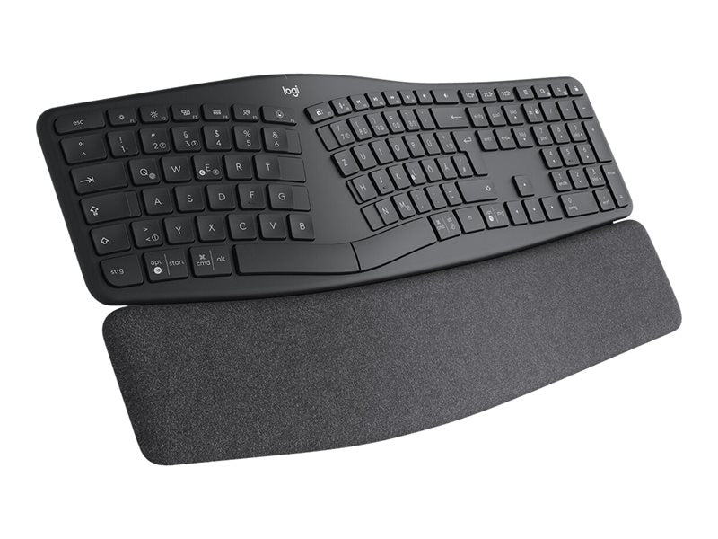 Logitech ERGO K860 Split Keyboard for Business - Teclado - Inalámbrico - Bluetooth LE - Alemán - Grafito