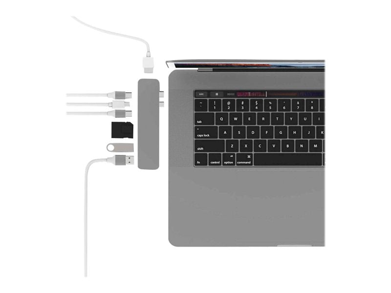 Hub HyperDrive Pro 8 en 2 - Estación de acoplamiento - USB-C x 2 - HDMI, Mini DP (GN28D-GRAY)