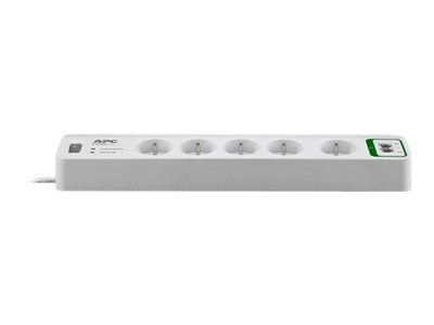 APC SurgeArrest Essential - Surge Protector - AC 230 V - 2300 Watt - output connectors: 5 - Belgium, France - white (PM5T-FR)