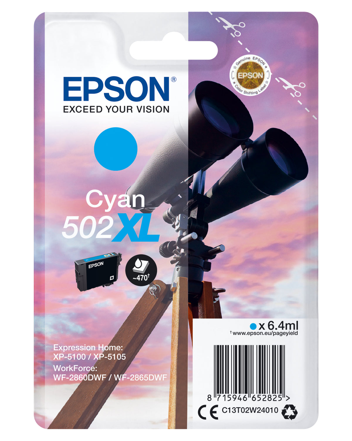 EPSON TINTEIRO AZUL 502XL XP5100 XP5105 WF-2860DWF WF-2865DWF