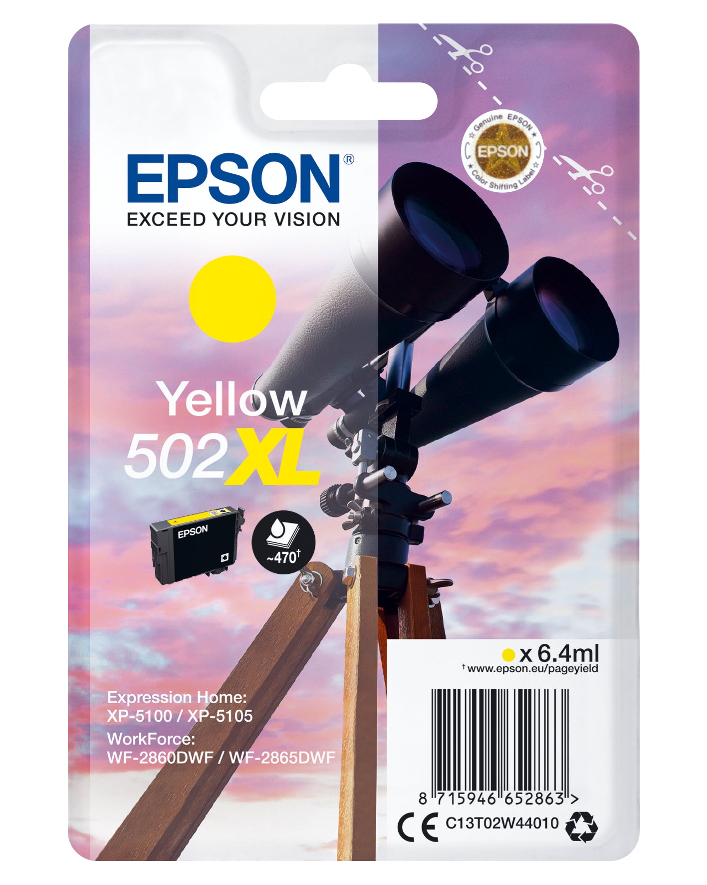 EPSON TINTEIRO AMARELO 502XL XP5100/05/ WF-2860DWF/65DWF