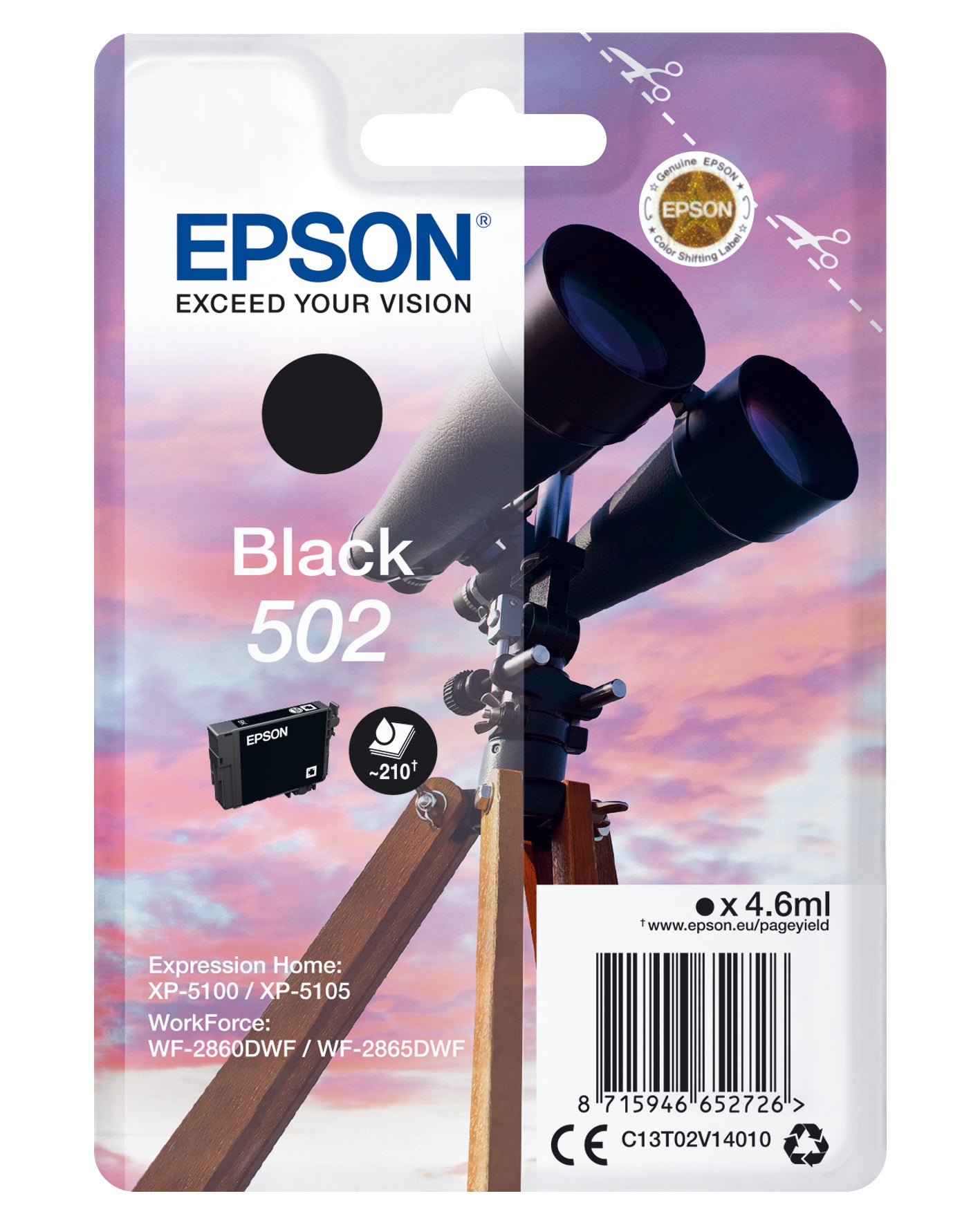 EPSON TINTEIRO PRETO 502 XP5100 XP5105 WF-2860DWF WF-2865DWF