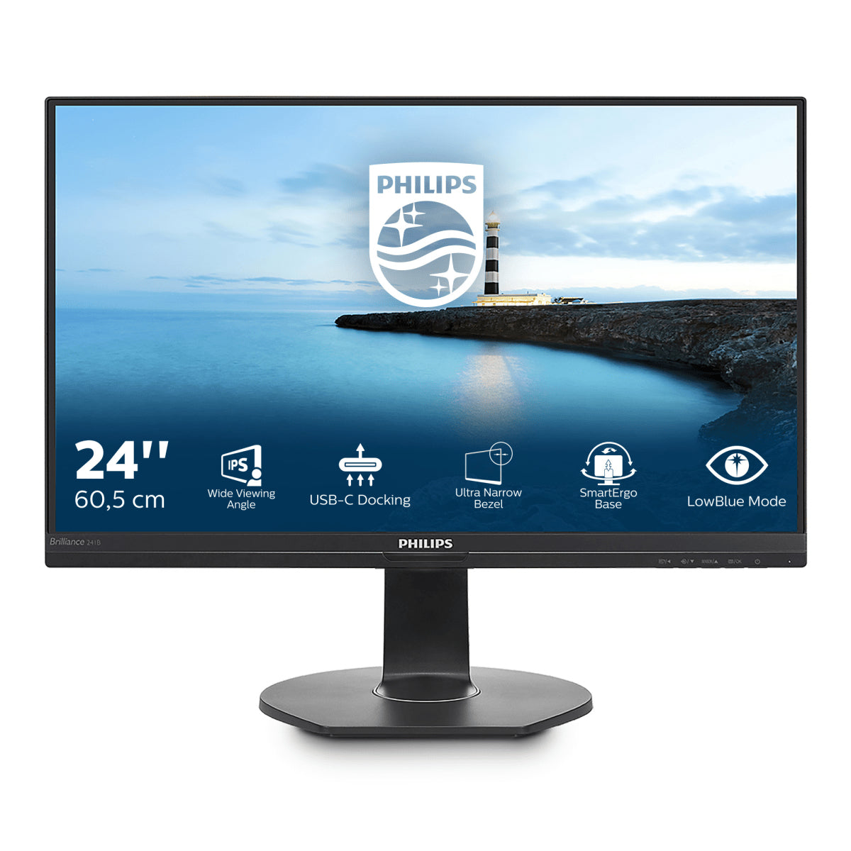 Philips B Line 241B7QUPBEB - Monitor LED - 24" (23,8" visibles) - 1920 x 1080 Full HD (1080p) @ 60 Hz - IPS - 250 cd/m² - 1000:1 - 5 ms - HDMI, VGA, DisplayPort, USB- C - altavoces - negro texturizado