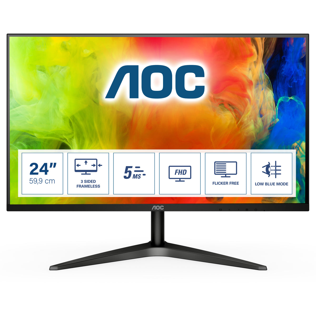 AOC 24B1H - Serie B1 - Monitor LED - 23,6" - 1920 x 1080 Full HD (1080p) @ 60 Hz - VA - 250 cd/m² - 3000:1 - 5 ms - HDMI, VGA - negro