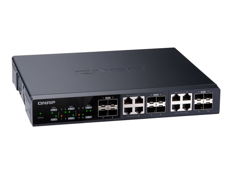 QNAP QSW-M1208-8C - Switch - Admin - 4 x 10 Gigabit SFP+ + 8 x 10 Gigabit SFP+/RJ-45 combo - escritorio, montaje en riel (QSW-M1208-8C)