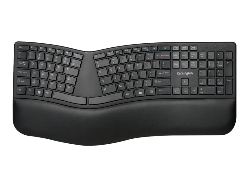 Kensington Pro Fit Ergo Wireless Keyboard - Keyboard - Wireless - 2.4GHz, Bluetooth 4.0 - English - Black