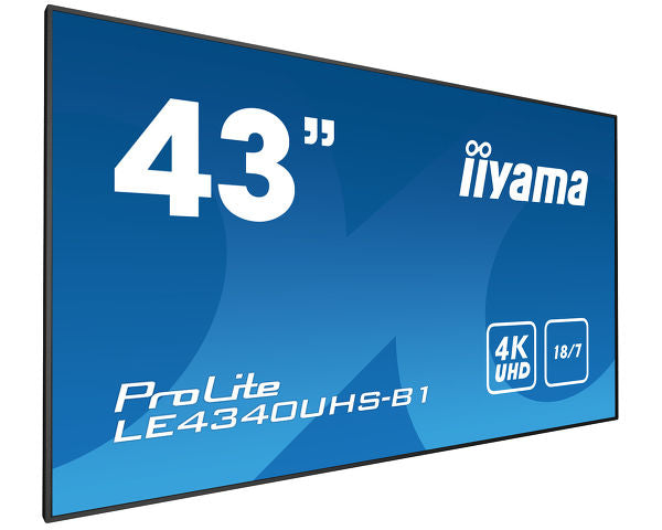 iiyama ProLite LE4340UHS-B1 - 43" Classe Diagonal (42.5" visível) ecrã LCD com luz de fundo LED - sinalização digital - Android - 4K UHD (2160p) 3840 x 2160 - preto opaco