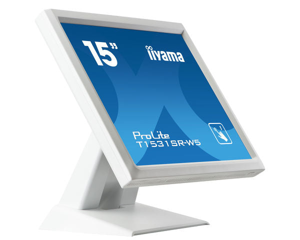 iiyama ProLite T1531SR-W5 - LED monitor - 15" - touch screen - 1024 x 768 - TN - 370 cd/m² - 700:1 - 8 ms - HDMI, VGA, DisplayPort - speakers - white