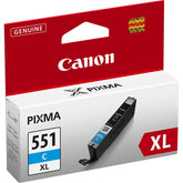 Canon CLI-551C XL - 11 ml - High Yield - azul cian - original - blíster de seguridad - depósito de tinta - para PIXMA iP8750, iX6850, MG5550, MG5650, MG5655, MG6450, MG6650, MG7150, MG7550, MX725, MX925