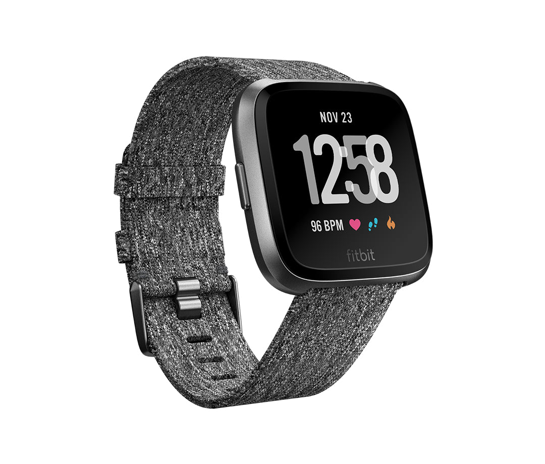 Fitbit Versa - Special Edition - Black - Smart Watch With Fabric Strap - Charcoal Black - Bluetooth, NFC