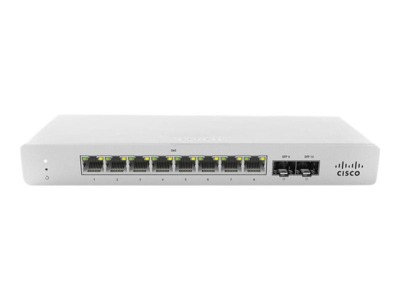 Cisco Meraki Cloud Managed MS120-8 - Interruptor - Administrado - 8 x 10/100/1000 + 2 x Gigabit SFP - desktop, montável na parede (MS120-8-HW)