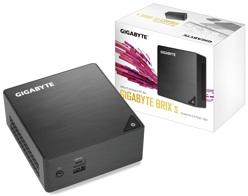 Gigabyte BRIX s GB-BLPD-5005 (rev. 1.0) - Barebone - Kit de PC ultracompacto - 1 x Pentium Silver J5005 / 1.5 GHz - RAM 0 GB - UHD Graphics 605 - GigE