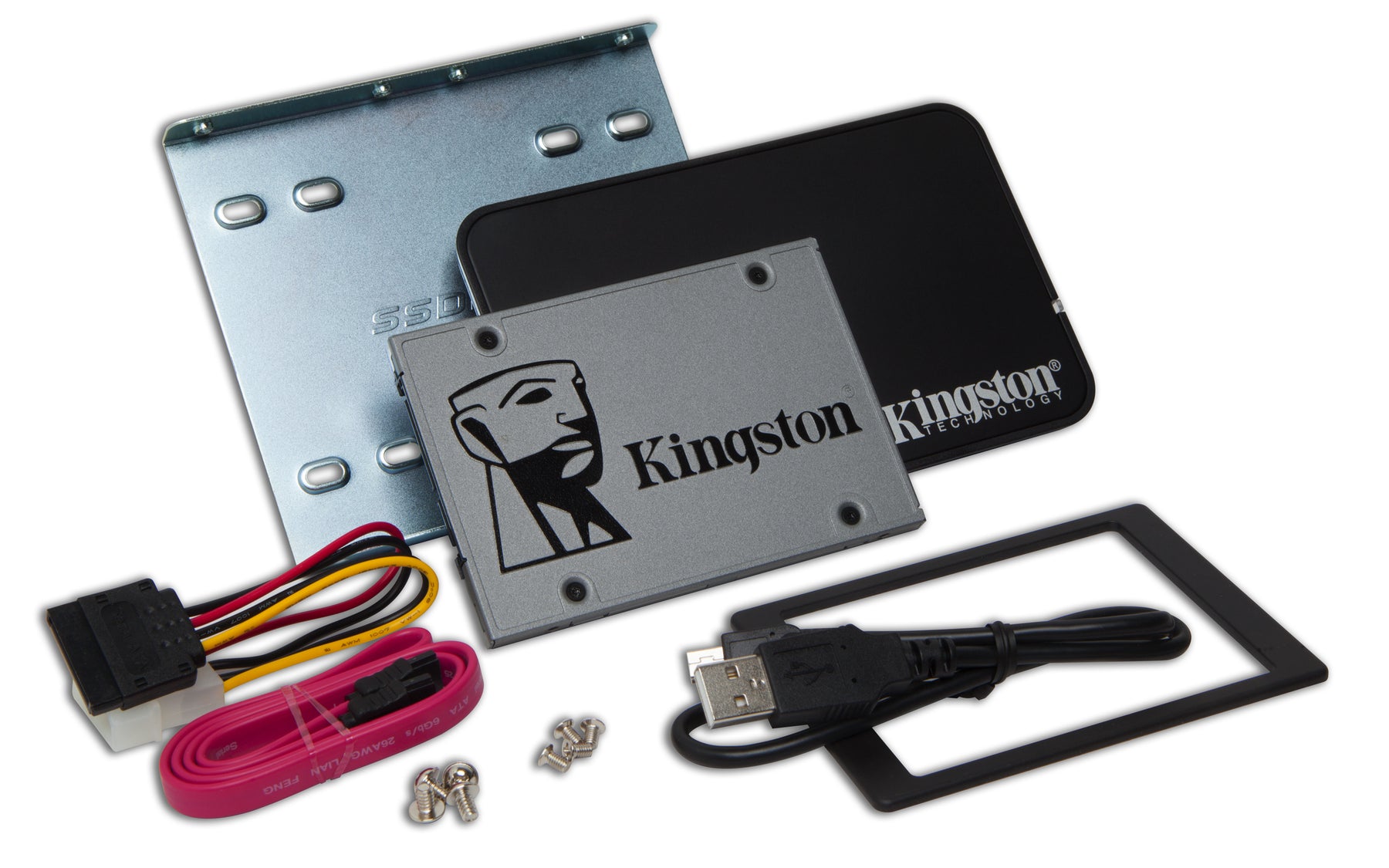 Kingston UV500 Desktop/Notebook upgrade kit - SSD - encriptado - 1.92 TB - interna - 2.5" (em transportador de 3,5") - SATA 6Gb/s - 256-bits AES - Self-Encrypting Drive (SED), TCG Opal Encryption 2.0