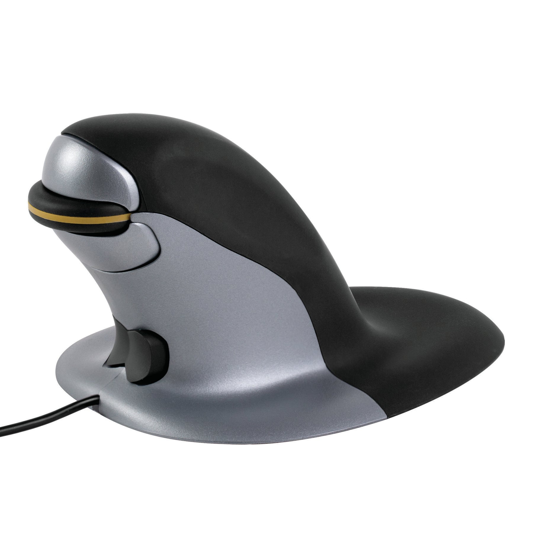 Fellowes Penguin Large - Upright mouse - right and left handed - laser - with cable - black/silver