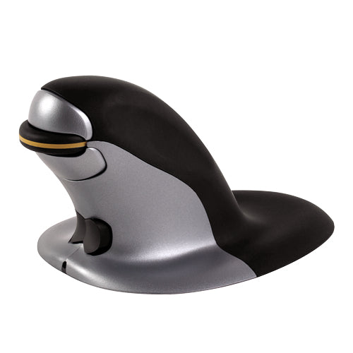 Fellowes Penguin Large - Upright mouse - right and left handed - laser - wireless - 2.4 GHz - USB wireless receiver - black, silver