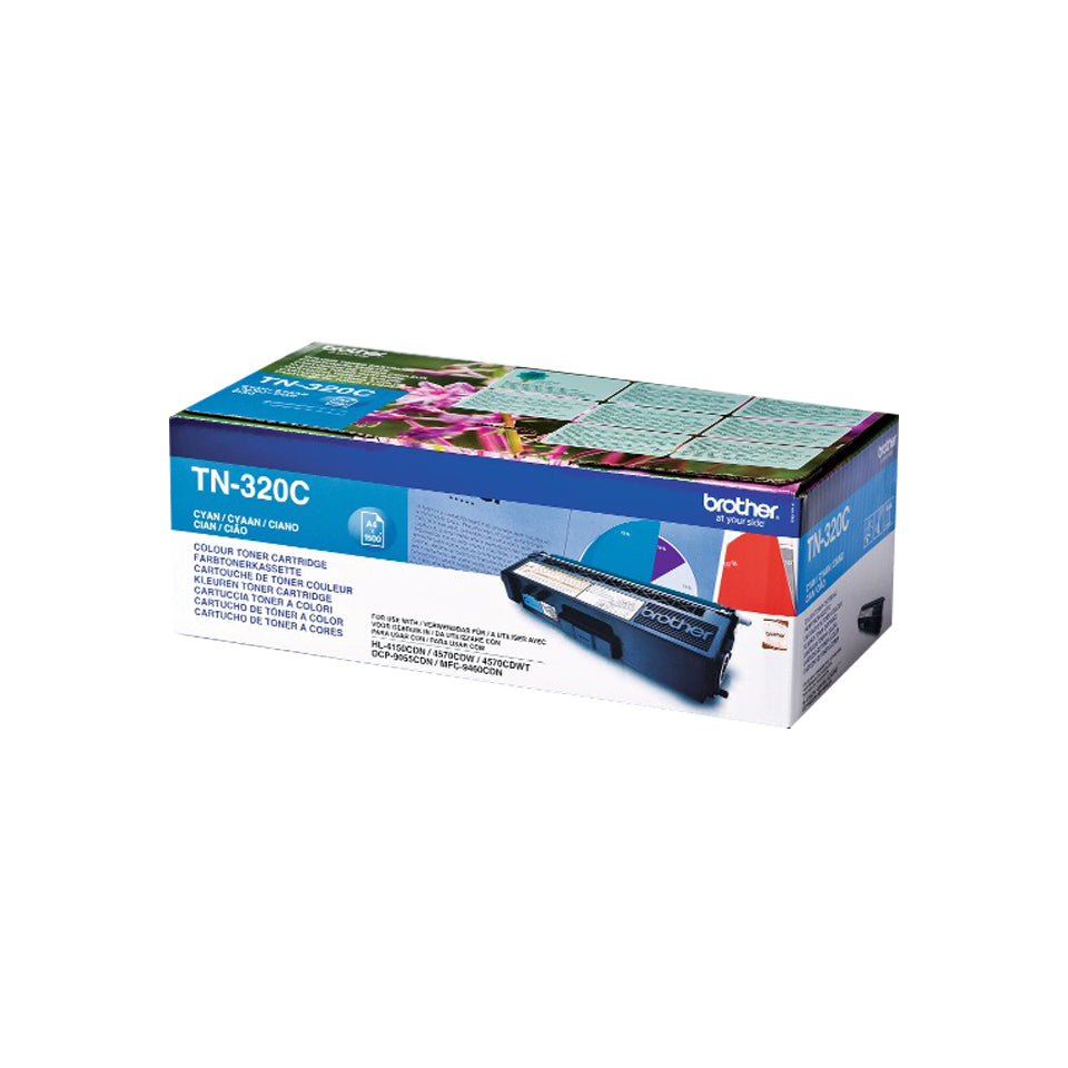 Brother TN320C - Azul cyan - original - cartucho de toner - para Brother DCP-9055, DCP-9270, HL-4140, HL-4150, HL-4570, MFC-9460, MFC-9465, MFC-9970