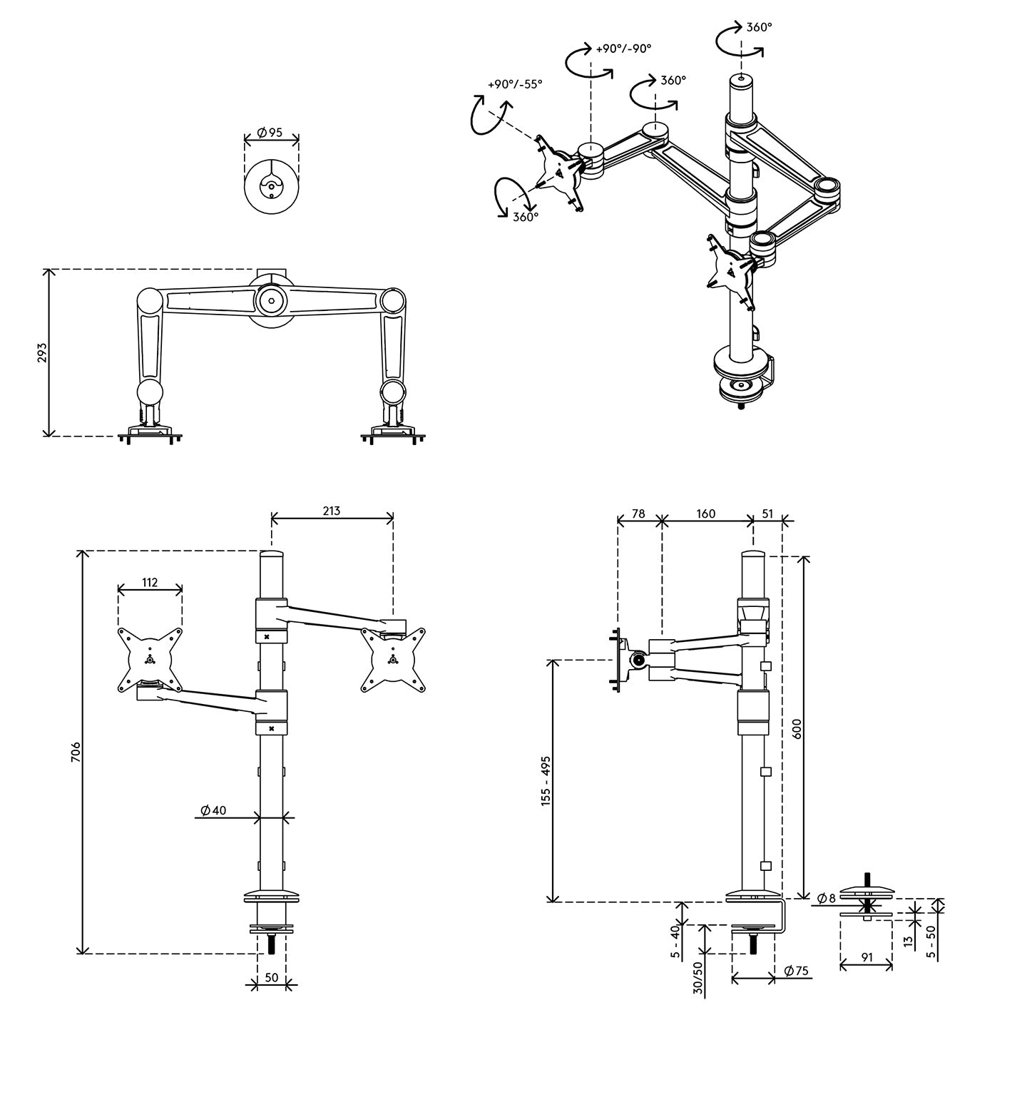 Viewlite monitor arm-desk