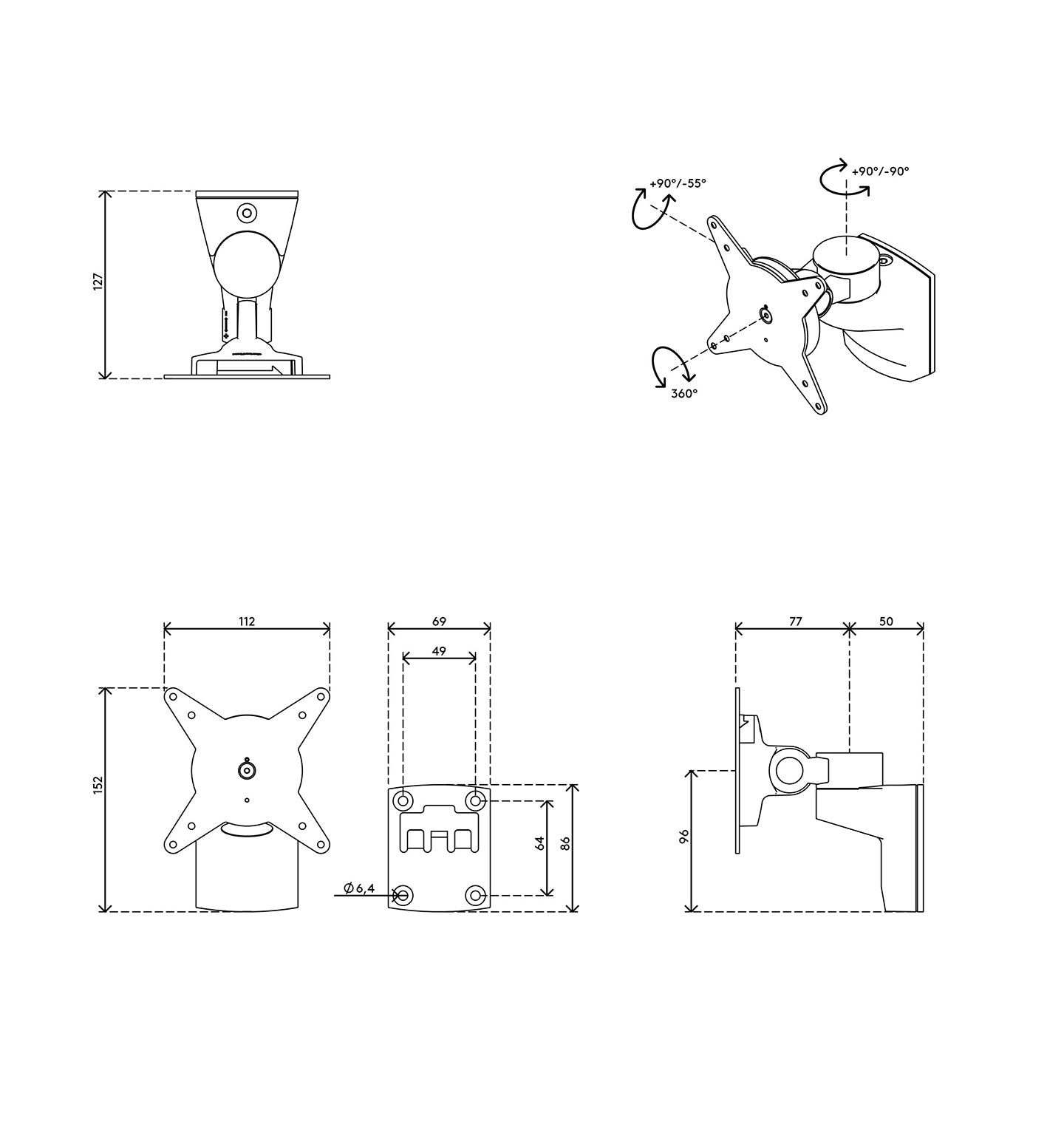 Viewlite monitor arm - wall 202