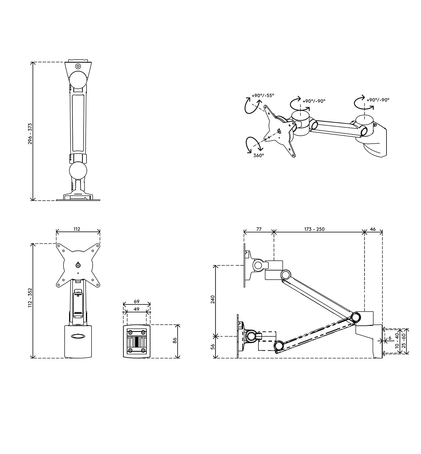 Viewlite plus monitor arm - rail 512