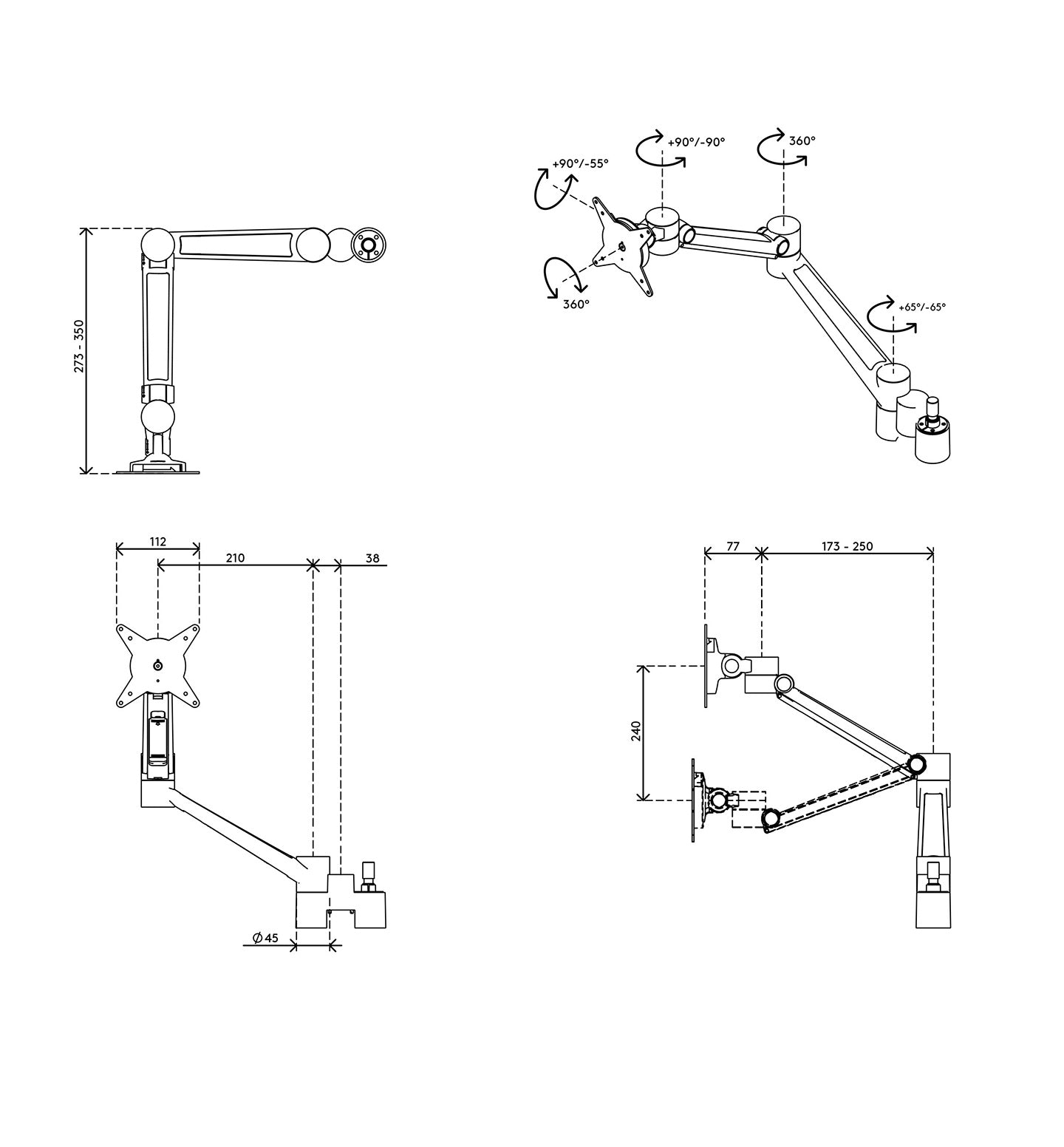 Kit de actualización de brazo para dos monitores Viewlite - opcional