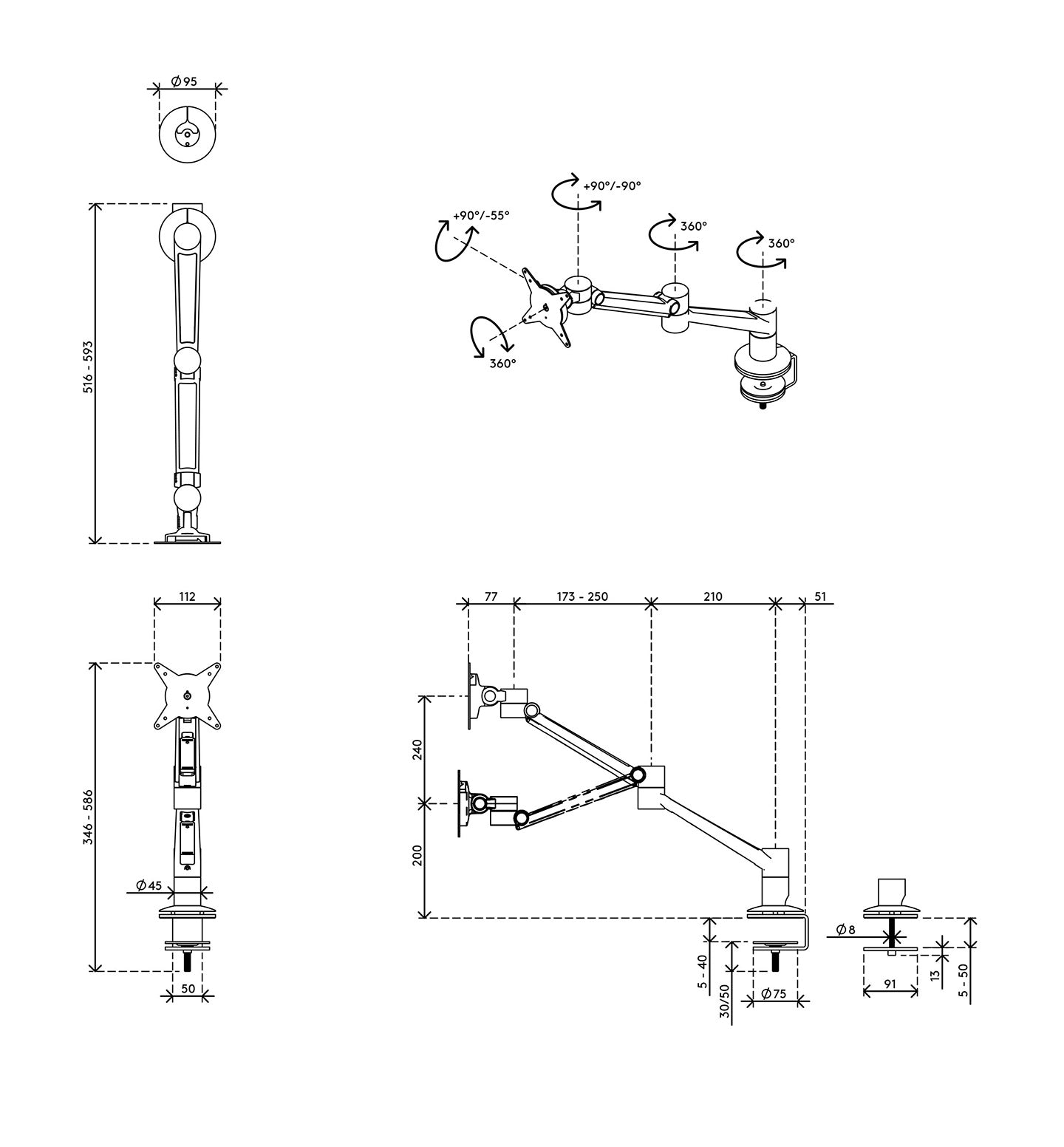 Viewlite plus monitor arm - desk