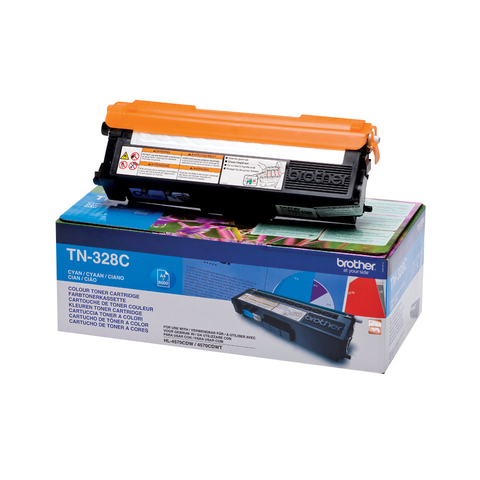 Brother TN328C - Azul cyan - original - cartucho de toner - para Brother DCP-9270CDN, HL-4570CDW, HL-4570CDWT, MFC-9970CDW