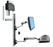 Ergotron LX - Mounting Kit (CPU mount, mouse bracket, 2 mounting pads, keyboard arm, 2 cable channels, wrist rest, 10" wall rail, 34" wall rail, display arm , mouse pad) - for LCD screen/equipment