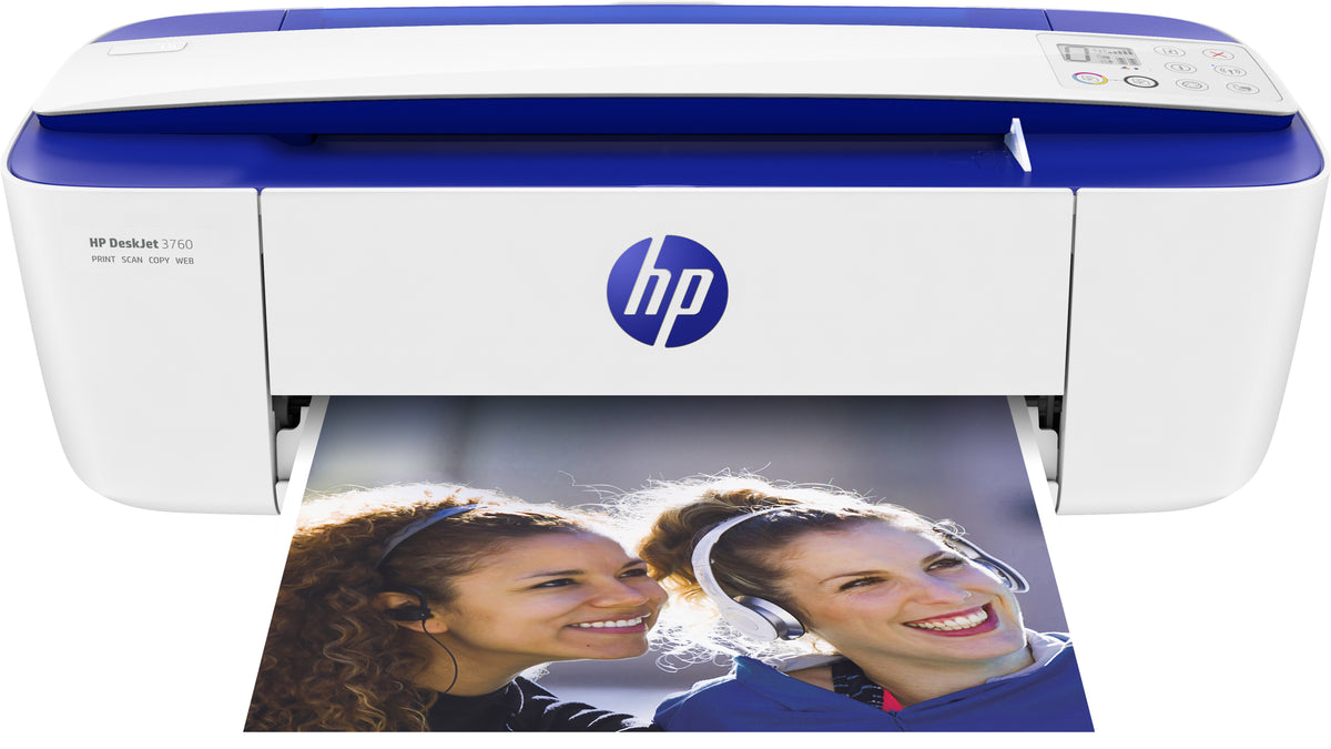 HP Deskjet 3760 All-in-One - Multifunction Printer - color - inkjet - 216 x 355 mm (original) - A4/Legal (media) - up to 5.5 ppm (copy) - up to 8 ppm (print) - 60 sheets - USB 2.0, Wi-Fi(n) - Eligible for HP Instant Ink