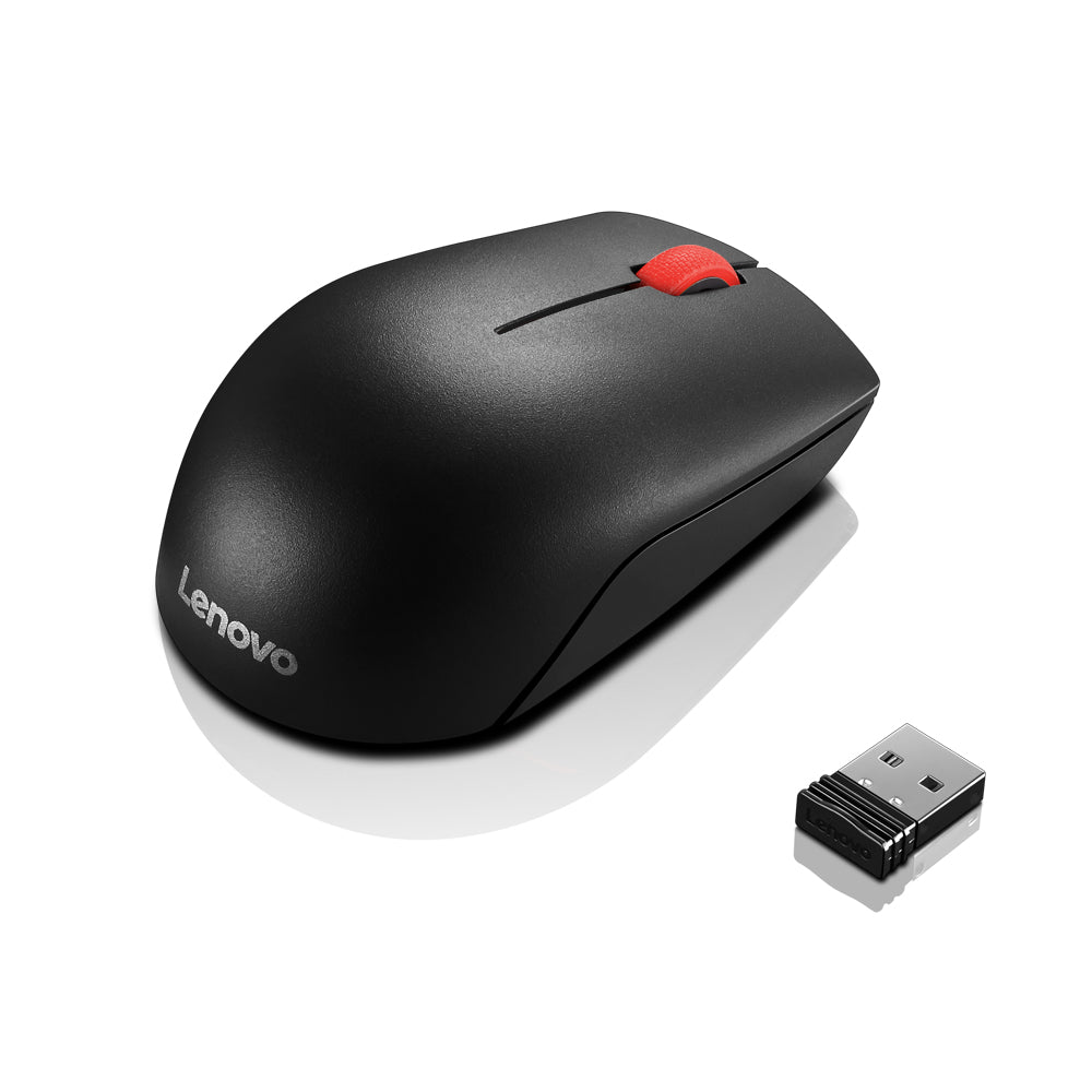 Lenovo Essential Compact - Mouse - right- and left-handed - 3 buttons - wireless - 2.4GHz - USB wireless receiver - black - OEM - for IdeaPad S340-14, ThinkCentre M90a Pro Gen 3, M90q Gen 2, M90t Gen 3, ThinkPad T14s Gen 3