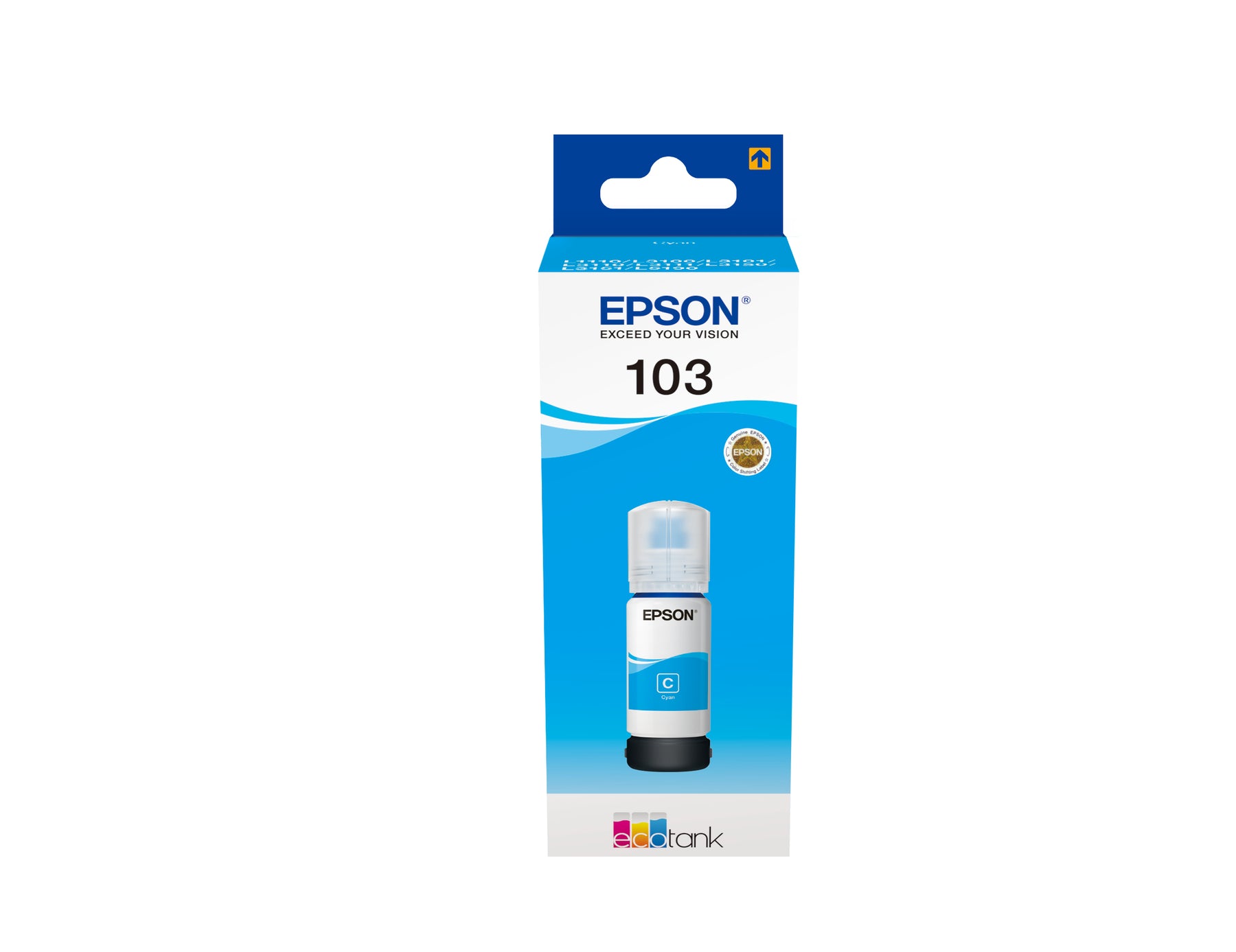 Epson 103 - 65 ml - cyan blue - original - ink refill - for Epson L1210, L3210, L3211, L3250, L3251, L3256, L3260, L3266, L5290, L5296, EcoTank L1250