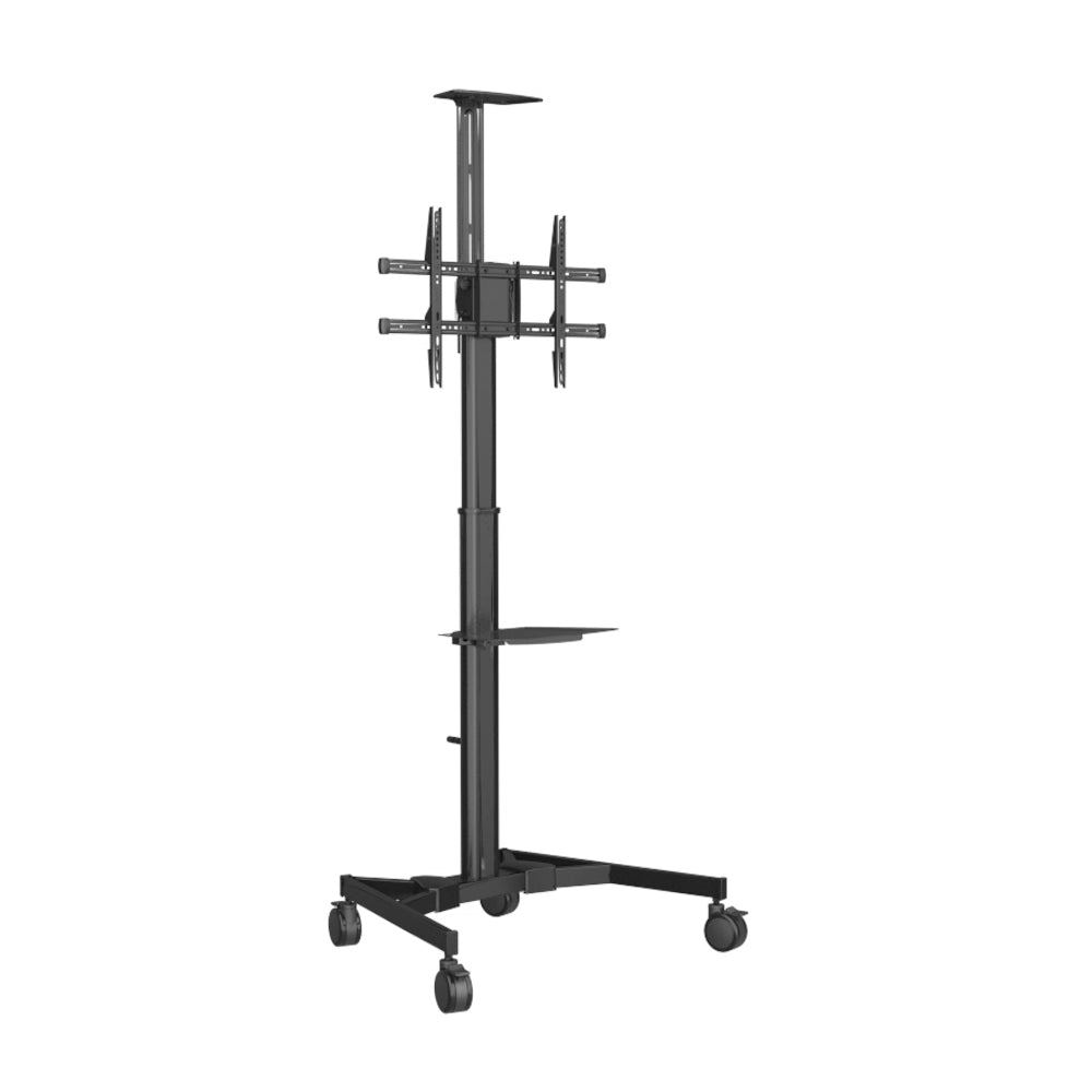 VISION Display Floor Stand - LIFETIME WARRANTY - Cart fits display 31-70" with VESA sizes up to 600 x 400 - rotate portrait to landscape - handle adjusts height - center of screen 1175-1575 mm, 46-62" high - laptop and VC shelves included - SWL 45 kg