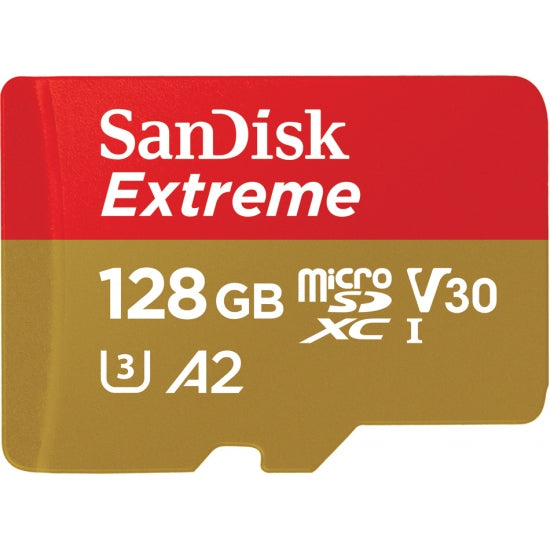 Extreme microSDXC 128GB + SD Adapter + Rescue Pro Deluxe 160MB/s A2 C10 V30 UHS-I U4