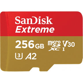 SanDisk Extreme - Flash Memory Card (Included microSDXC to SD Adapter) - 256 GB - A2 / Video Class V30 / UHS-I U3 / Class10 - microSDXC UHS-I