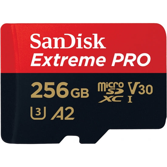 SanDisk Extreme Pro - Flash memory card - 256 GB - A2 / Video Class V30 / UHS-I U3 / Class10 - microSDXC UHS-I