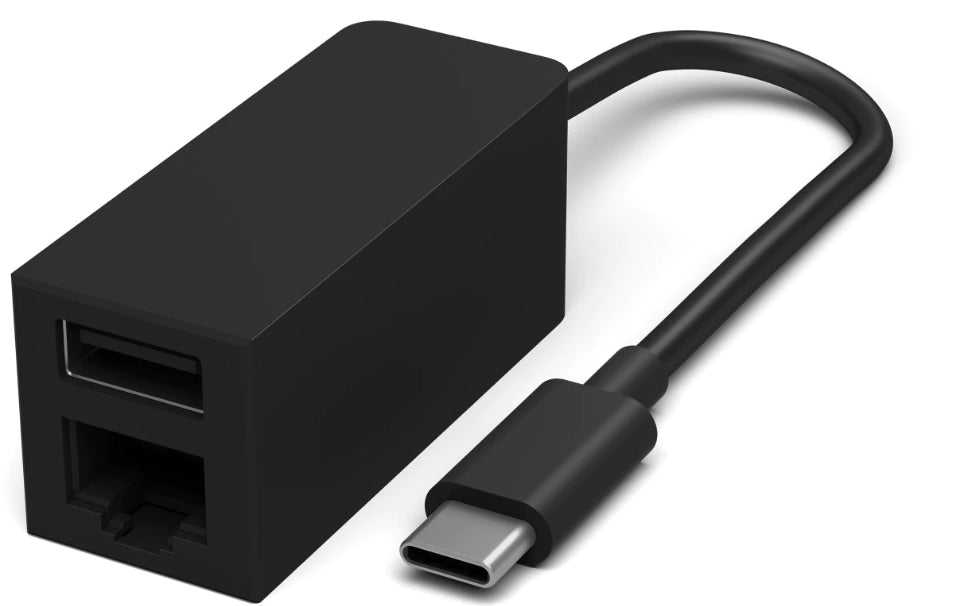 Adaptador Microsoft Surface USB-C a Ethernet y USB - Adaptador de red / USB - USB-C 3.1 - Gigabit Ethernet x 1 + USB 3.1 x 1 - Negro - Comercial