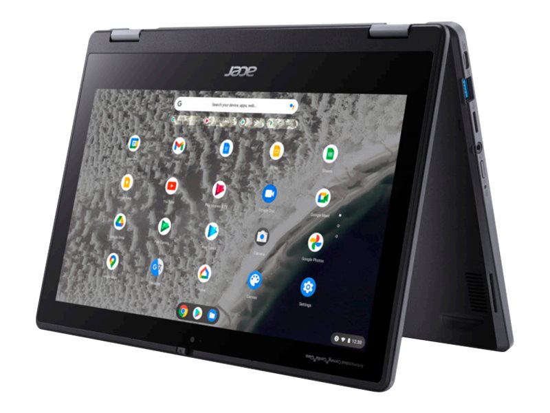 Acer Chromebook Spin 511 R753TN - Inverted Design - Intel Celeron N5100 / 1.1 GHz - Chrome OS - UHD Graphics - 4 GB RAM - 32 GB eMMC - 11.6" 1366 x 768 (HD) touch screen - Wi-Fi 6 - Black Slate - kbd: Portuguese (NX.AZGEB.007)