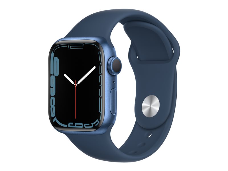 Apple Watch Series 7 GPS, 41mm Blue Aluminum Case with Abyss Blue Sport Band - Regular