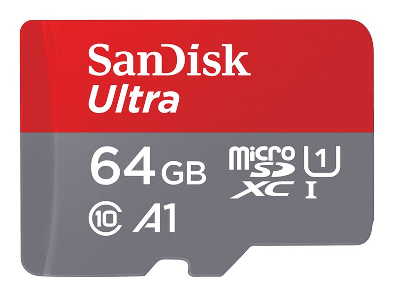 SanDisk Ultra - Tarjeta de memoria flash (adaptador microSDXC a SD incluido) - 64 GB - A1 / UHS-I U1 / Class10 - microSDXC UHS-I (paquete de 2)