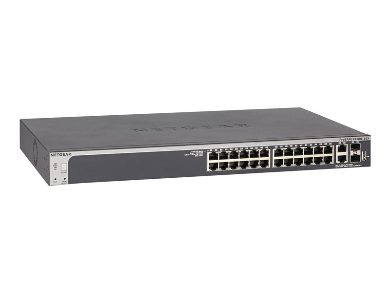 NETGEAR Smart S3300-28X-PoE+ - Conmutador - inteligente - 24 x 10/100/1000 (PoE+) + 2 x 10 Gb Ethernet + 2 x 10 Gb Ethernet SFP+ - montaje en carril - PoE+ (195 W) - CA 100/230 V ( GS728TXP -100NES)