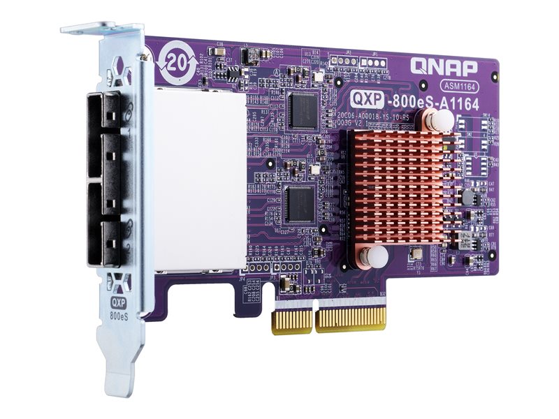 Tarjeta de expansión QXP SATA de QNAP - Controlador de memoria - SATA 6 Gb/s / SAS 6 Gb/s - Perfil bajo - RAID (Disco duro de expansión) JBOD - PCIe 3.0 x4 (QXP-800ES-A1164)