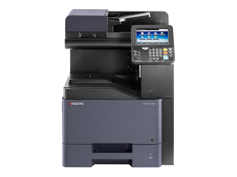 Kyocera TASKalfa 308ci - Multifunction printer - color - laser - Legal (216 x 356 mm)/A4 (210 x 297 mm) (original) - A4/Legal (media) - up to 30 ppm (copy) - up to 30 ppm (print) - 600 sheets - Gigabit LAN, USB host