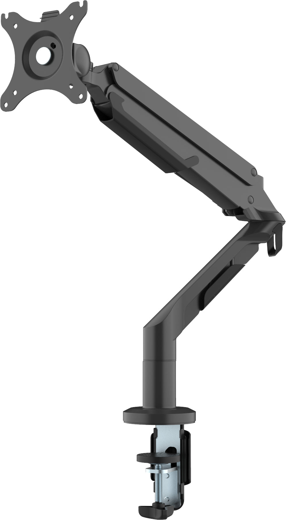 VISION Premium Monitor Desk Arm Mount - LIFETIME WARRANTY - fits display 10-34" with VESA sizes 75 x 75 or 100 x 100 - double-articulated - quick clamp or grommet - rotate to portrait - gas strut - maximum reach 622 mm / 24" - SWL 9 kg / 20 lb - matt