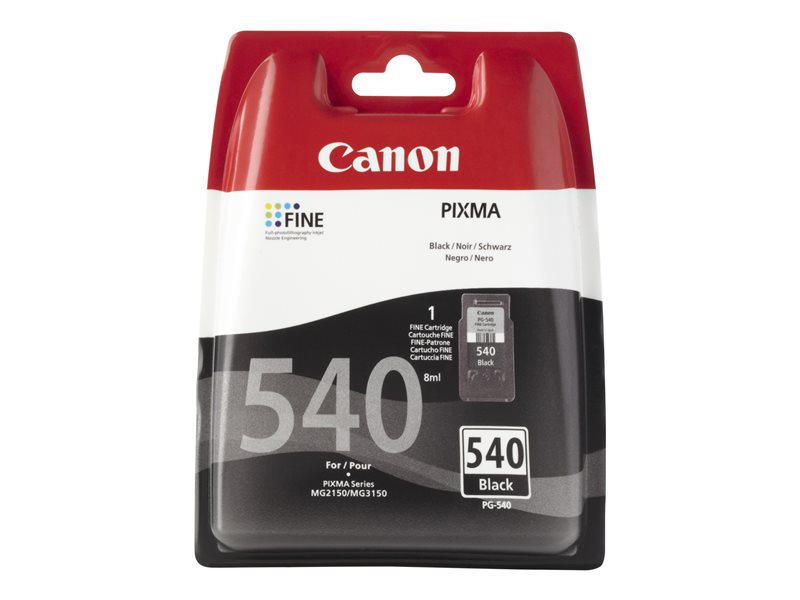 Canon PG-540 - 8 ml - preto - original - tinteiro - para PIXMA MG2250, MG3250, MG3510, MG3550, MG3650, MG4250, MX395, MX455, MX475, MX525, MX535 (5225B005)
