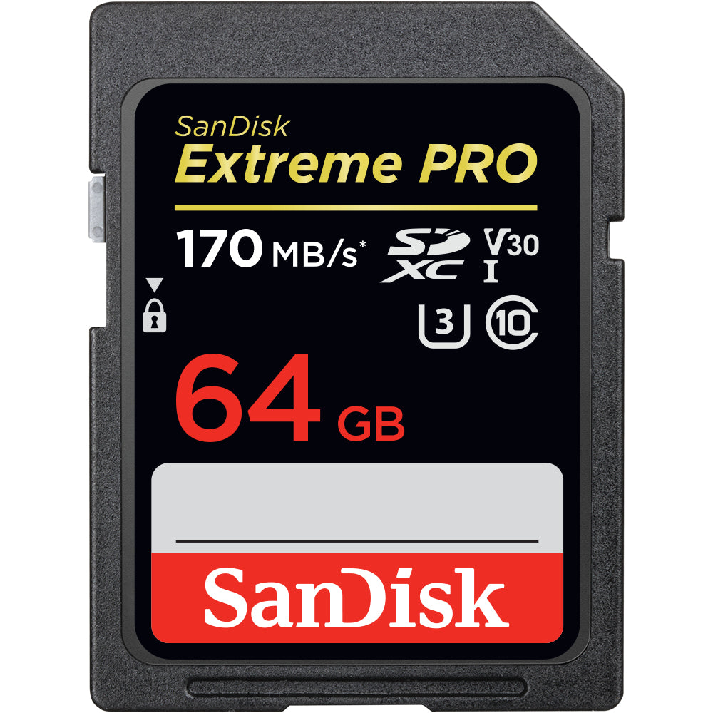 SanDisk Extreme Pro - Flash memory card - 64 GB - Video Class V30 / UHS-I U3 / Class10 - SDXC UHS-I