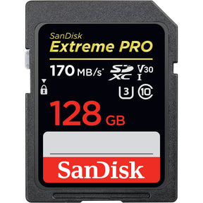 SanDisk Extreme Pro - Flash memory card - 128 GB - Video Class V30 / UHS-I U3 / Class10 - SDXC UHS-I