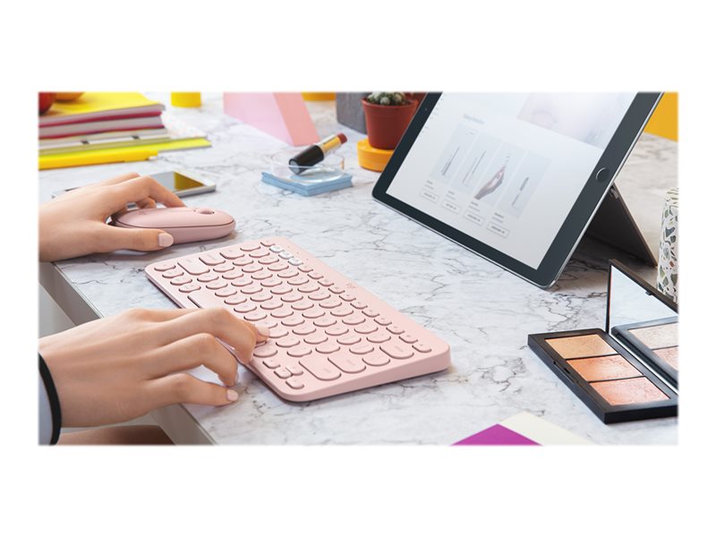 Logitech K380 Teclado Bluetooth multidispositivo - Teclado - Inalámbrico - Bluetooth 3.0 - QWERTY - Estándar internacional estadounidense - Rosa (920-010404)