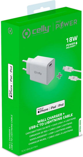 CELLY WALL CHARGER USB-C 18W + C