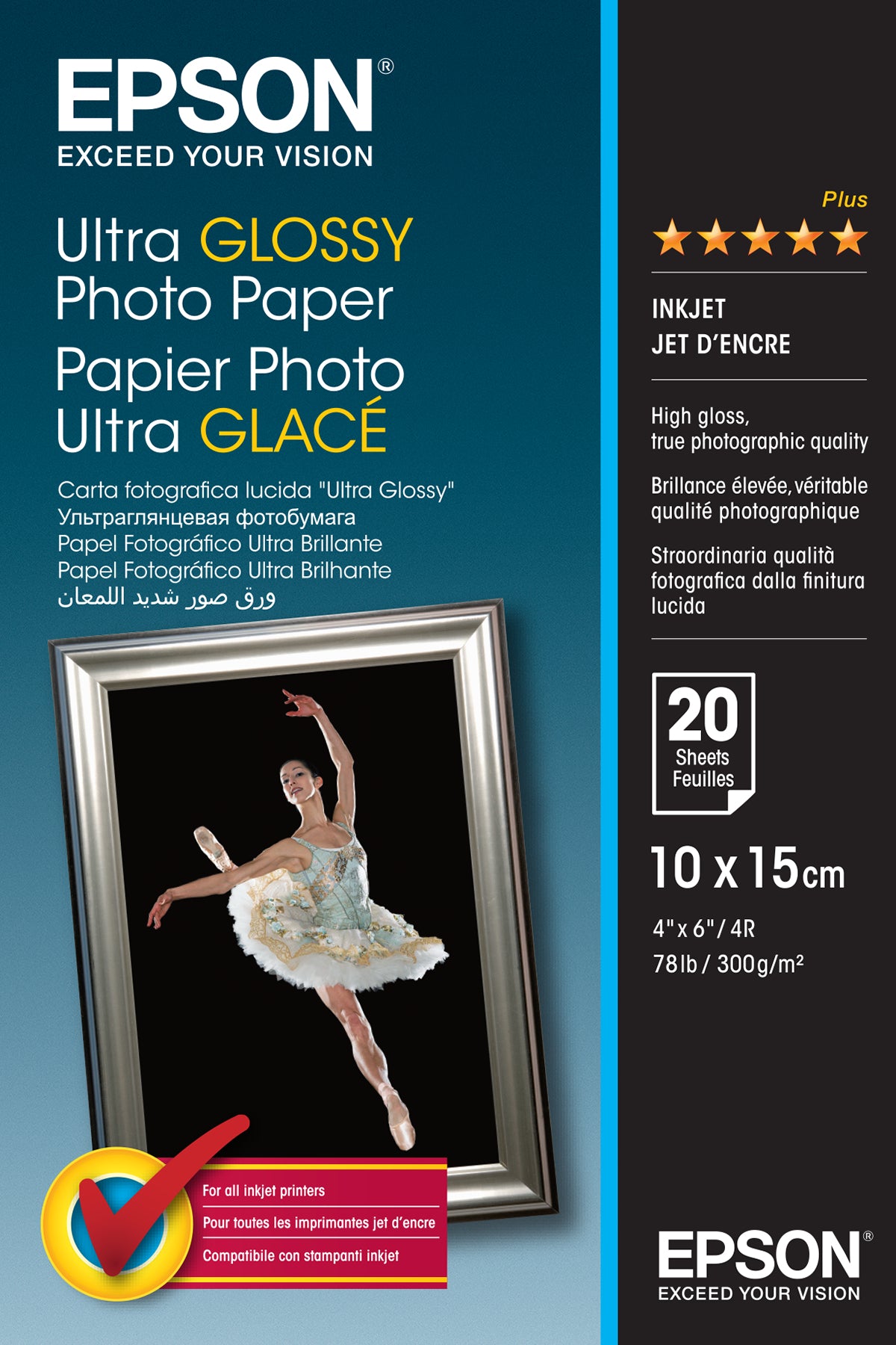 PAPEL FOTOGRAFICO BRILLANTE EPSON 20 HOJAS