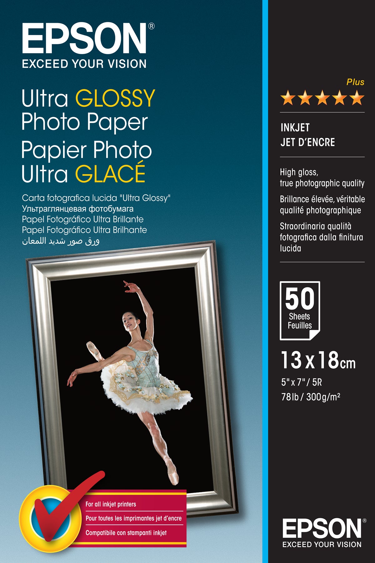 Epson Ultra Glossy Photo Paper - Brillante - 130 x 180 mm 50 hoja(s) papel fotográfico - para EcoTank ET-1810, 2810, 2811, 2814, 2815, 2820, 2825, 2826, 2850, 2851, 2856, 4800, 4850